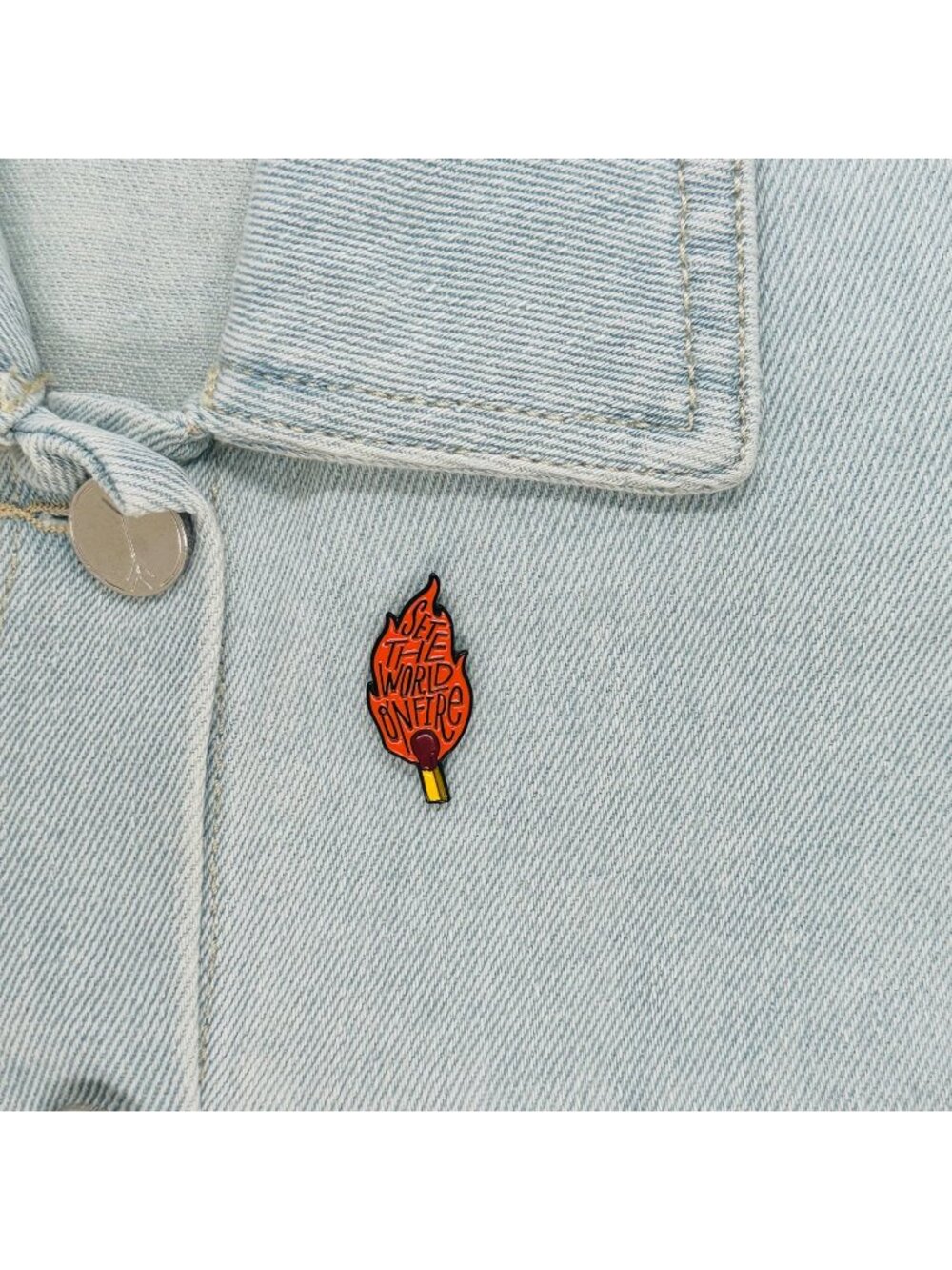 ⭐Cartoon Set the world on fire Enamel Pin Matches Flame Blaze Brooch Bag Clothes